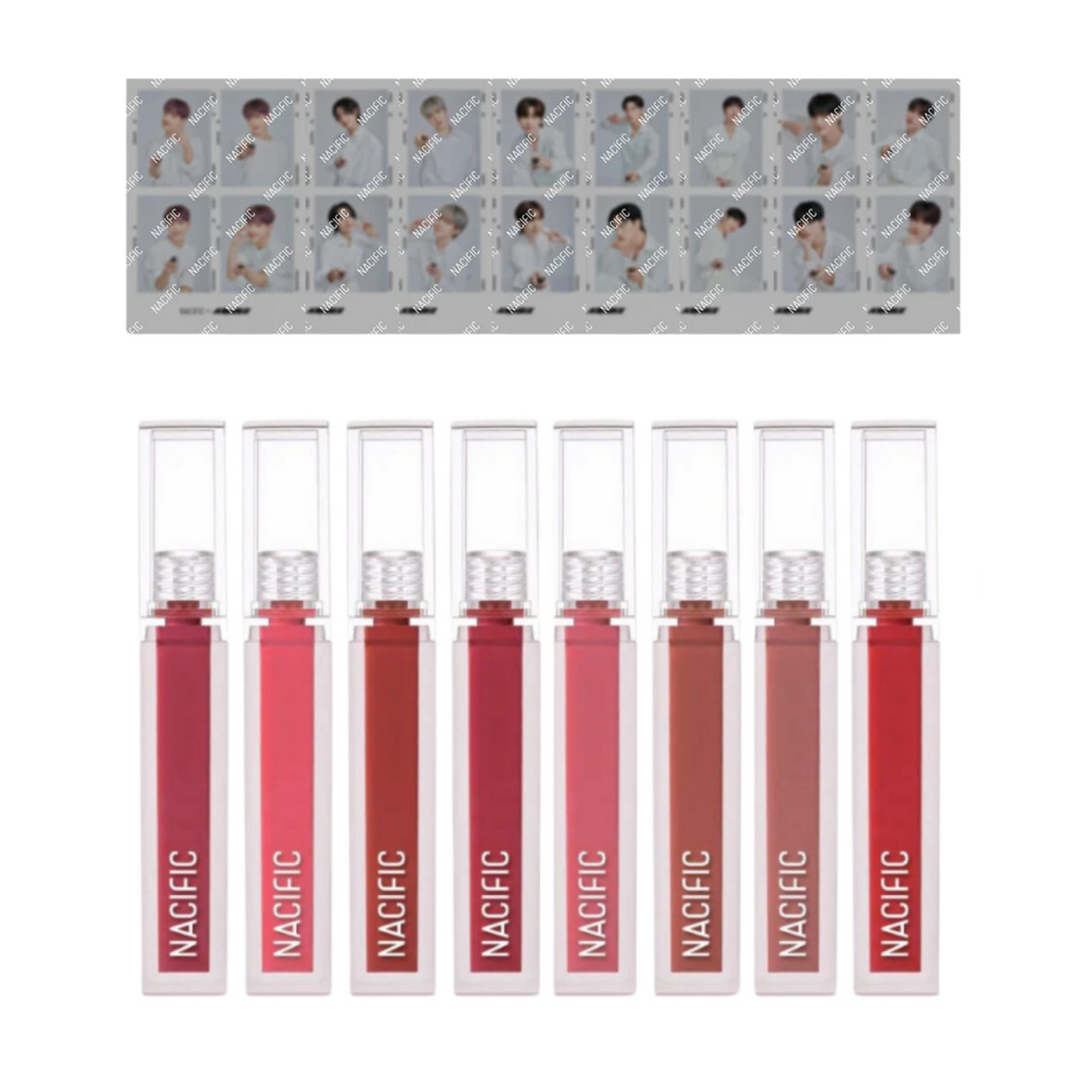 NACIFIC X ATEEZ Limited Edition Shine Mood Slick Lip Tint Set + Four Cut Photocards (Blossom)