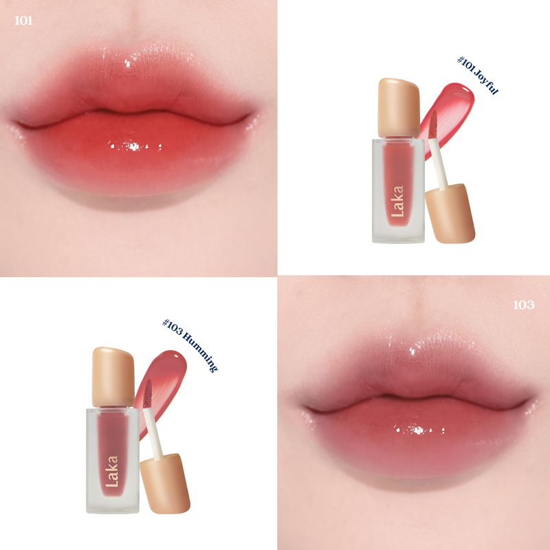 LAKA Fruity Glam Tint COLOUR SWATCH 101-103