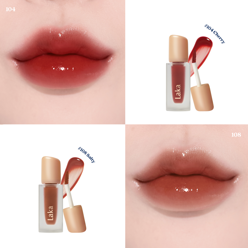 LAKA Fruity Glam Tint COLOUR SWATCH 104_108