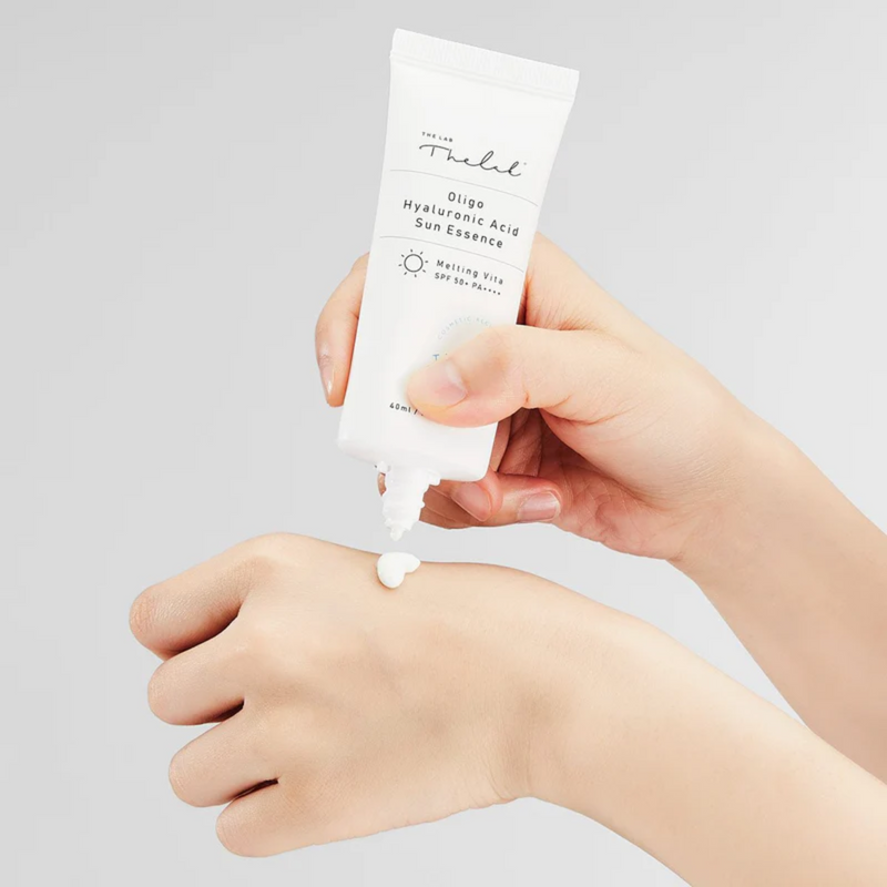 THE LAB Oligo Hyaluronic Acid Sun Essence on the skin