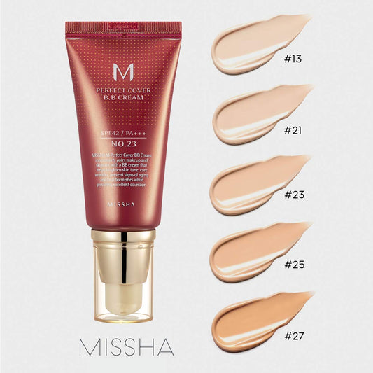 MISSHA - M Perfect Cover BB Cream SPF42 PA+++  swatches